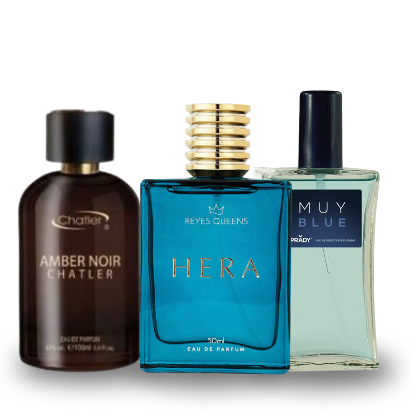 Combo de 3 Perfumes AMBER NOIR, HERA, MUY BLUE